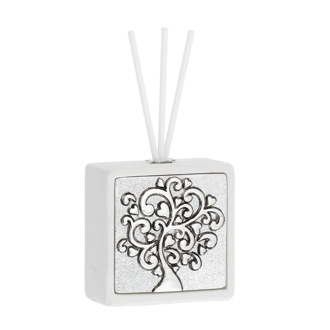 DIFFUSORE QUADRATO BIANCO 6*6 CON INSERTO ARGENTATO - ALBERO